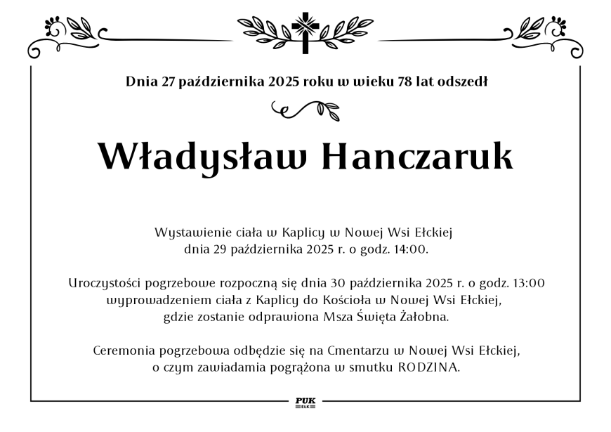 Władysław Hanczaruk - nekrolog